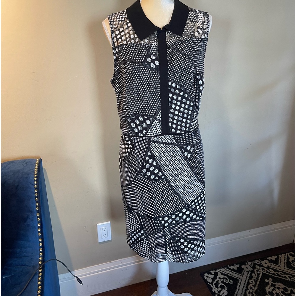 Mark New York by Andrew Marc Beautiful Vintage Stretch mesh sheath dress size 14